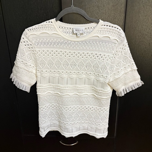 Milly White Lace Knit Top - Picture 1 of 4